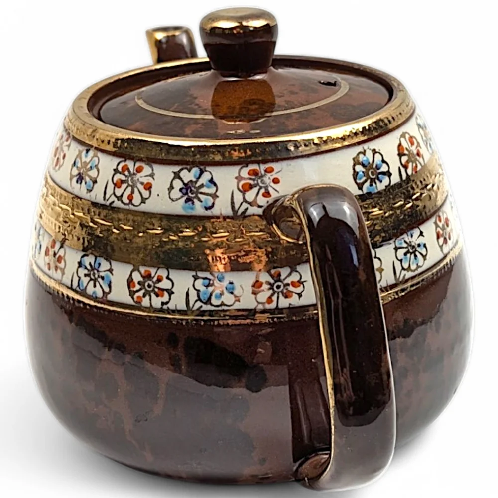 Arthur Wood Teapot 4645 Vintage Ceramic Brown Gold Tone Trim Made in England